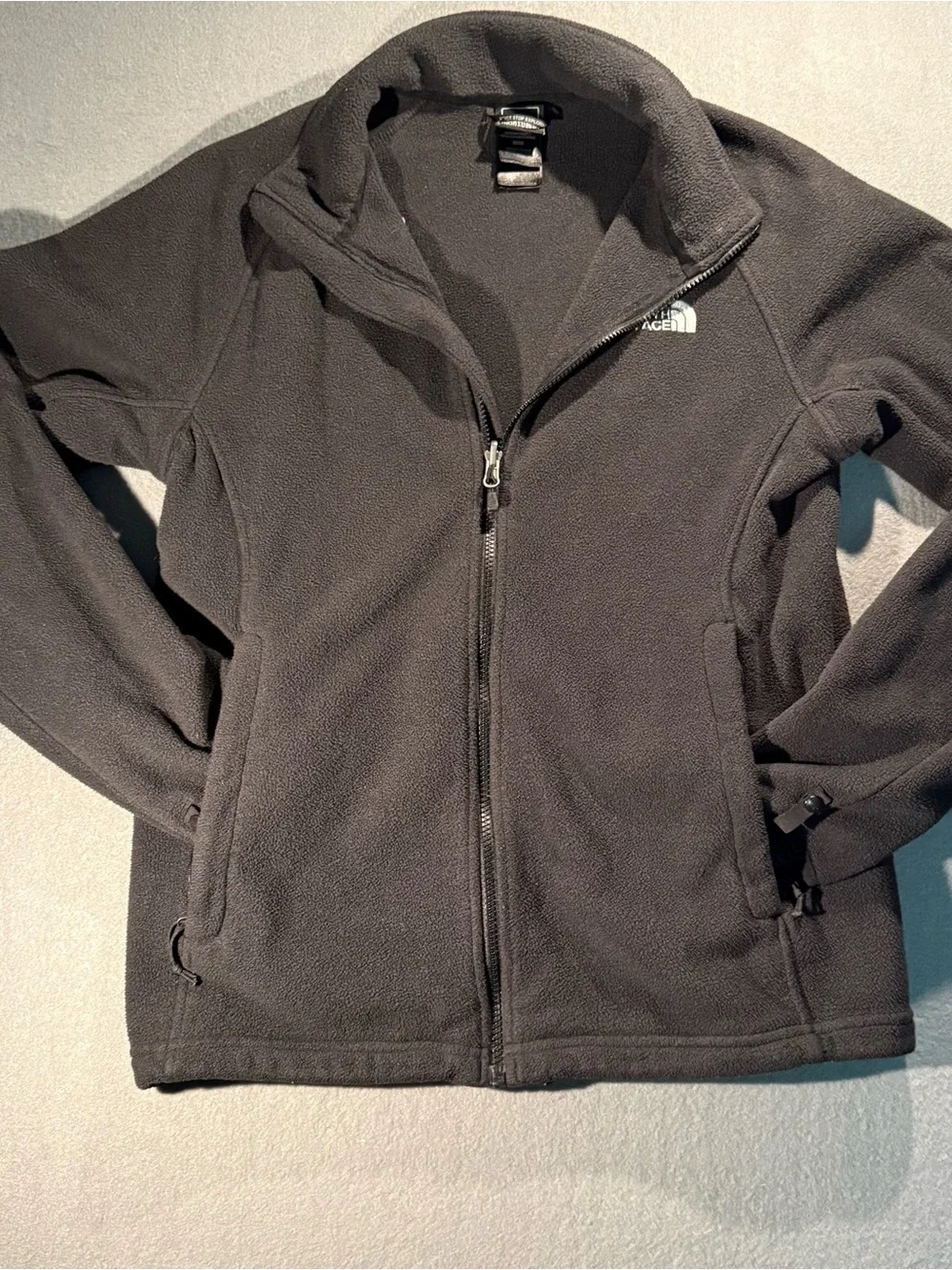 The North Face Dark Gray Fleece Jacket with White Logo